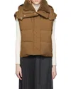 Yves Salomon Hooded Quilted Down Vest In Brown