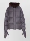 Yves Salomon Wool Short Down Jacket With Fur Hood Clothing In Gray