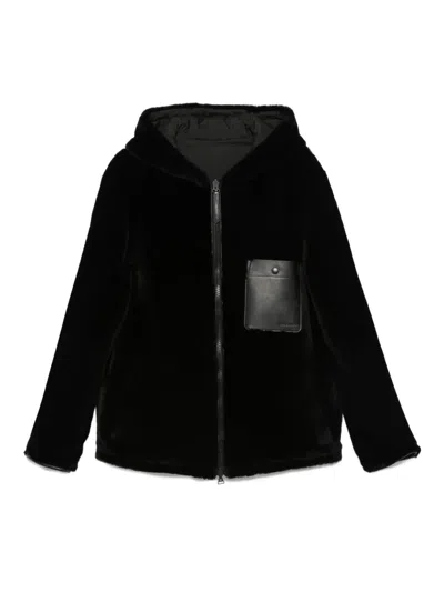Yves Salomon Hooded Reversible Jacket In Black