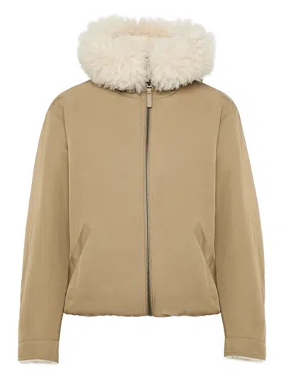 Yves Salomon Hooded Reversible Jacket In Gold