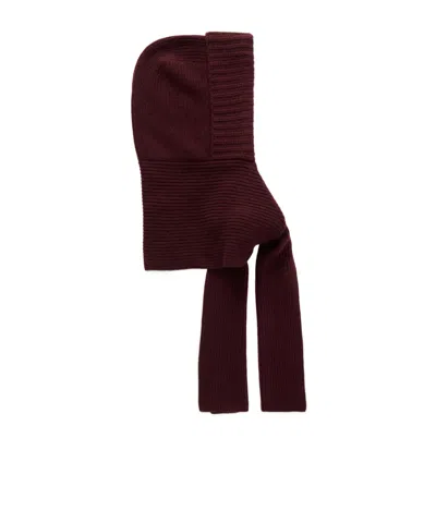 Yves Salomon Hooded Ribbed Wool And Cashmere-blend Snood In Red