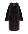 Yves Salomon Reversible Hooded Shearling Coat In Black