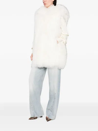 Yves Salomon Hooded Shearling Gilet In Multi