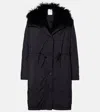 Yves Salomon Hooded Shearling-trimmed Down Coat In Black