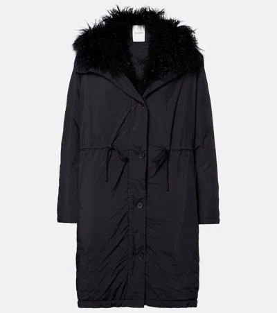 Yves Salomon Hooded Shearling-trimmed Down Coat In Black