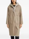 Yves Salomon Hooded Single-breasted Coat In Brown