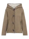 Yves Salomon Beige Suede Lamb Jacket With Shearling Lining In Neutral