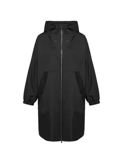 Yves Salomon Hooded Waterproof Coat In Black