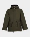 Yves Salomon Hooded Waterproof Parka With Removable Shearling Bib In Green