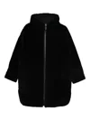 Yves Salomon Hooded Zip-fastening Coat In Black