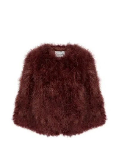 Yves Salomon Hook-and-eye-fastening Jacket In Red