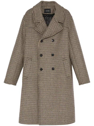 Yves Salomon Houndstooth-pattern Double-breasted Coat In Neutral