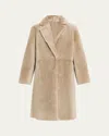 Yves Salomon Ironed Lamb Shearling Coat In Brown