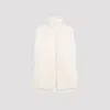 Yves Salomon Lambskin And Fur Vest With Ribbed Collar And Button Closure In White