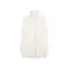 Yves Salomon Lambskin And Fur Vest With Ribbed Collar And Button Closure