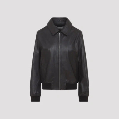 Yves Salomon Cocoa Brown Lamb Leather Jacket In Black