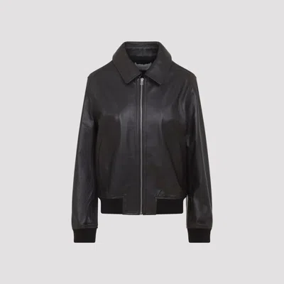 Yves Salomon Long-sleeved Zip-up Leather Jacket In Black