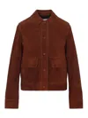 Yves Salomon Long-sleeved Leather Jacket In Brown