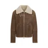 Yves Salomon Shearling Bomber Jacket In Brown