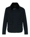 Yves Salomon Jacket In Double-sided Wool-cashmere Fabric With Mink Collar In Blue