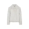 Yves Salomon Meringue White Lamb Fur Jacket With Pointed Collar In White