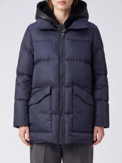 Yves Salomon Jacket Woman Color Black In Blue