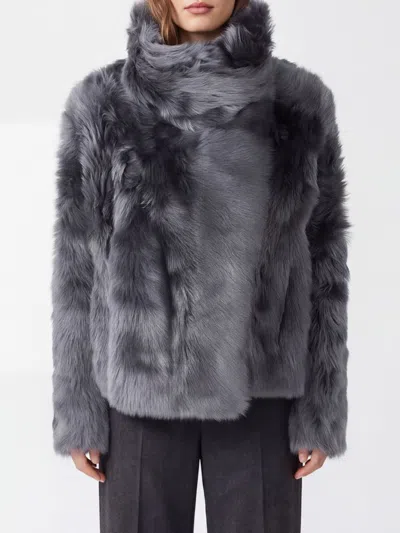 Yves Salomon Jacket Woman Color Brown In Gray
