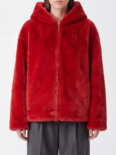 Yves Salomon Jacket Woman Color Brown In Red