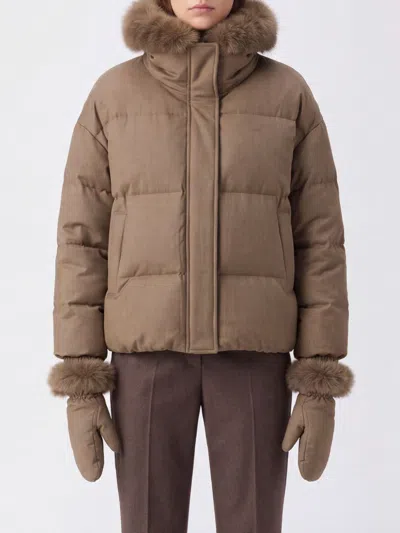 Yves Salomon Jacket Woman Color Earth In Brown