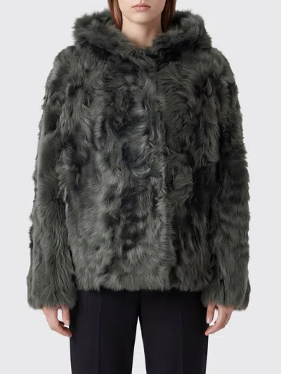 Yves Salomon Jacket Woman Color Grey In Green