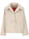 Yves Salomon Light Beige Down Jacket With Hood In Neutral