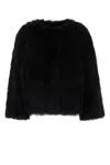 Yves Salomon Short Fur Sleeve Jacket In Black