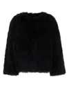 Yves Salomon Short Fur Sleeve Jacket In Noir