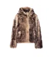 Yves Salomon Button-fastening Hooded Fur Jacket In Brown