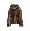 Yves Salomon Hooded Lamb Fur Jacket In Brown