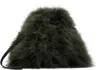 Yves Salomon Khaki Mini Feather Pouch
