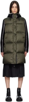 Yves Salomon Khaki Quilted Down Jacket In B2746 Kaki/noir