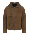 Yves Salomon Suede Finish Down Jacket With Buttoned Cuffs In Brown