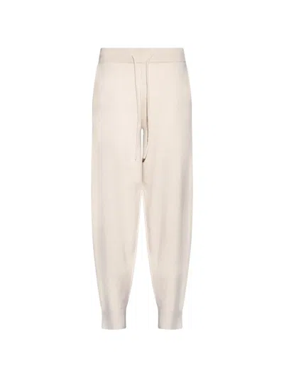Yves Salomon Knit Track Pants In White