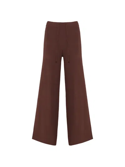 Yves Salomon Knit Wide-leg Trousers In Brown