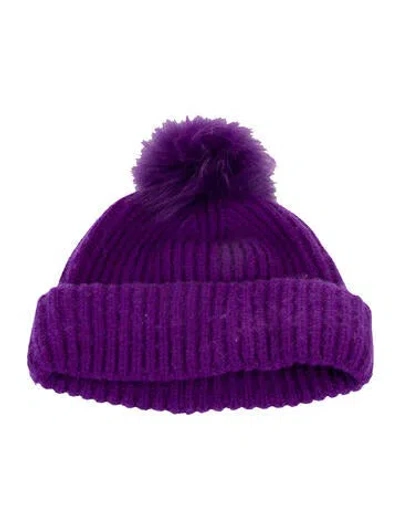Pre-owned Yves Salomon Knitted Beanie In Purple