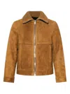 Yves Salomon Knitted-collar Suede Jacket In Brown