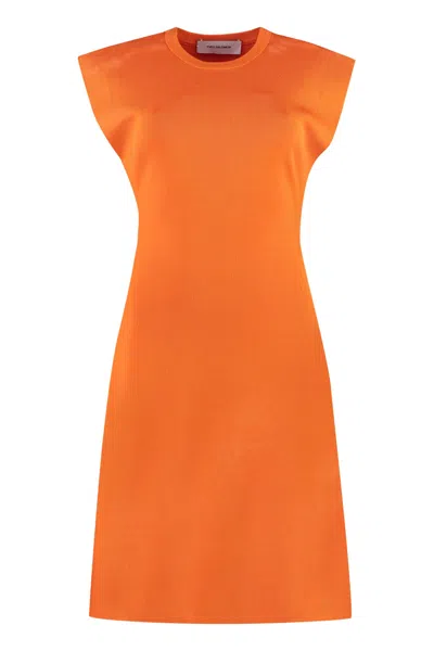 Yves Salomon Knitted Dress In Orange