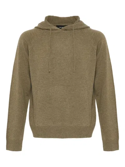 Yves Salomon Knitted Hoodie In Brown
