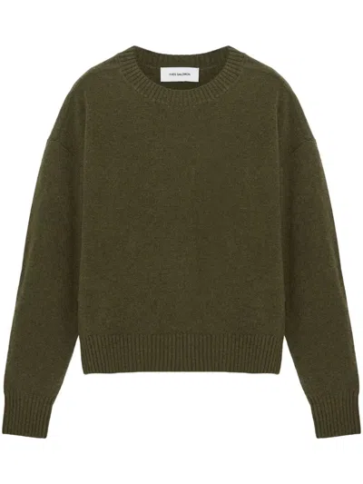 Yves Salomon Knitted Jumper In Green