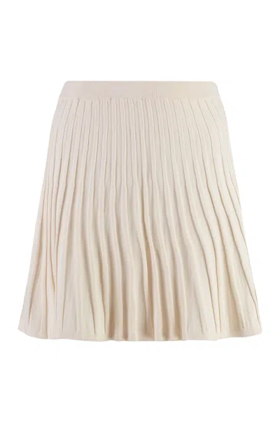 Yves Salomon Knitted Mini Skirt In Panna