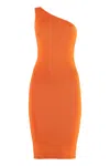 Yves Salomon Knitted One Shoulder Dress In Orange