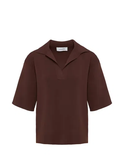 Yves Salomon Knitted Top In Brown