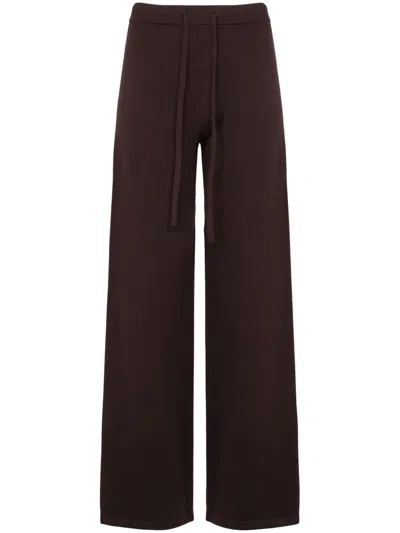 Yves Salomon Knitted Trousers In Brown