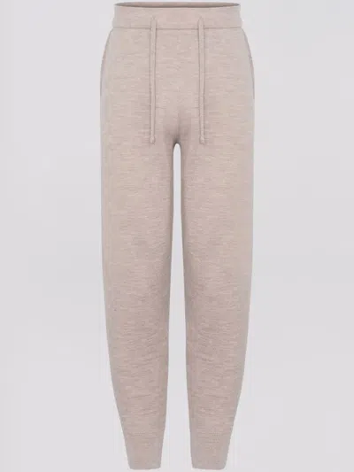 Yves Salomon Knitted Trousers In Neutrals